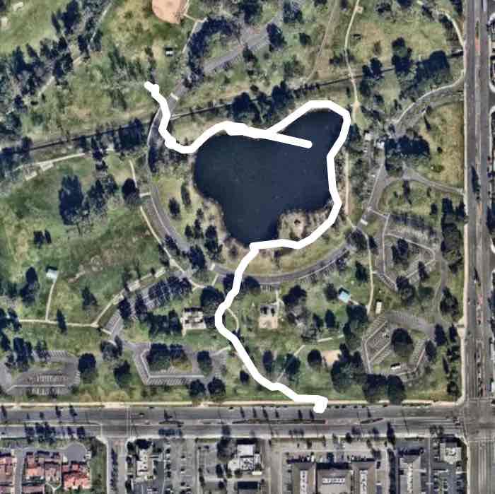 Mile Square Park walking route map in Santa Ana