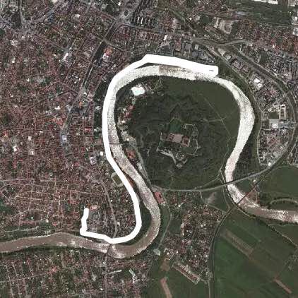 Coandi-europe park walking route map in Arad