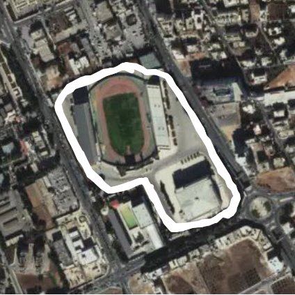Al hassan sports center  walking route map in Umm Qais