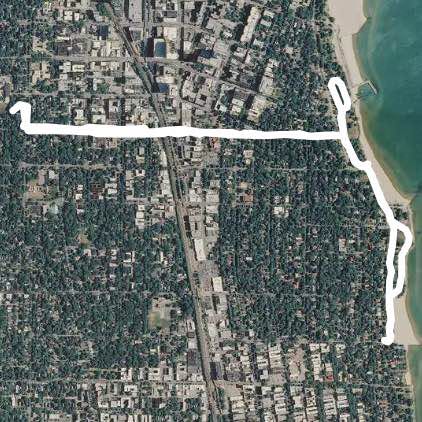 Dawes Park walking route map in Evanston