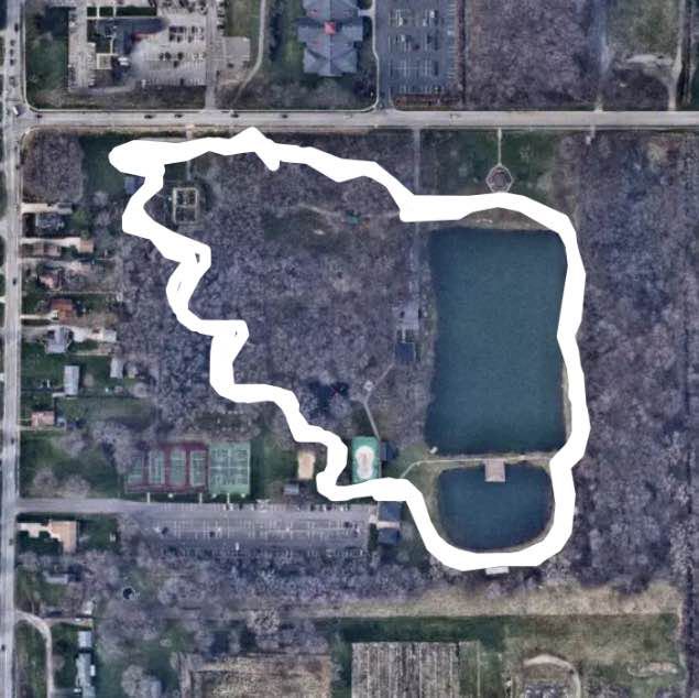 Central Park NR - 3 trips around the path walking route map in North Ridgeville