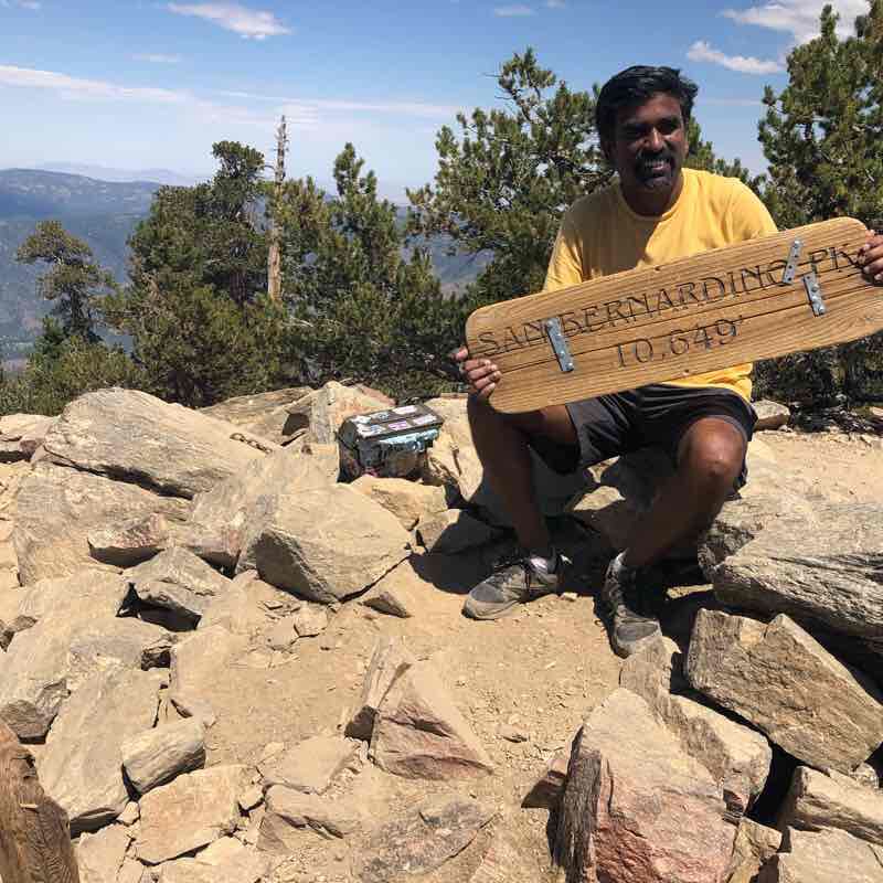 Hike down from San Bernardino peek walking route map in Forest Falls