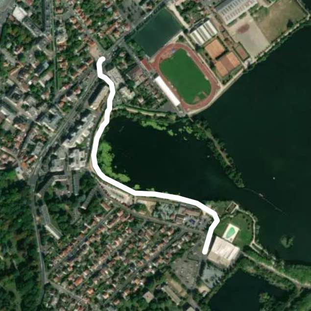 Viry Chatillon - Downtown / Swimming Pool walking route map in Grigny