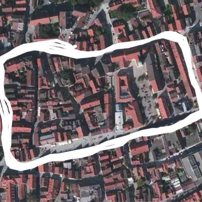 Old town Memmingen walking route map in Memmingen