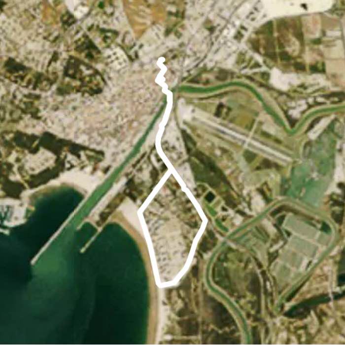 Valdelagrana walking route map in El Puerto de Santa María