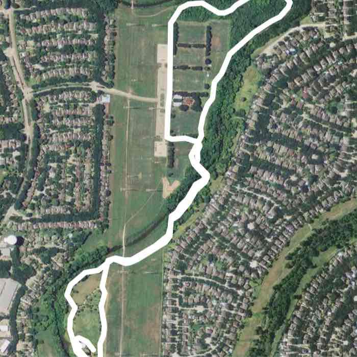 Oyster Creek/ Lost Creek walking route map in Missouri City