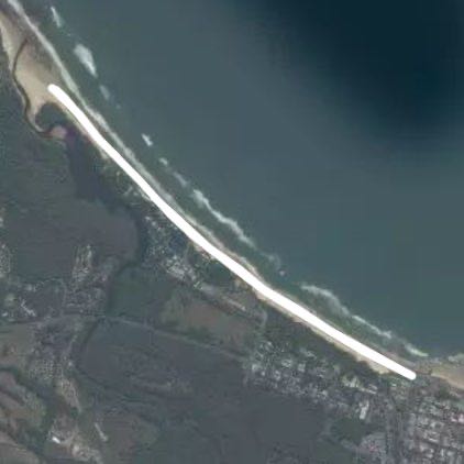 Belongil Beach walking route map in Byron Bay