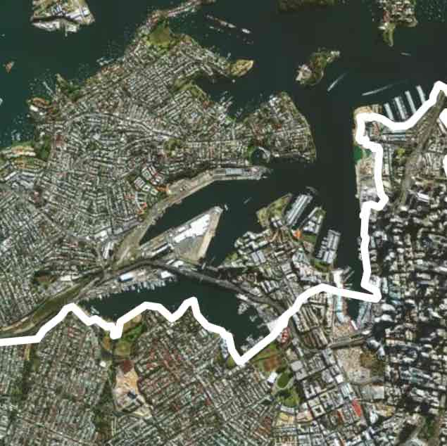 Lilyfield to Circular Quay via Barangaroo walking route map in Lilyfield
