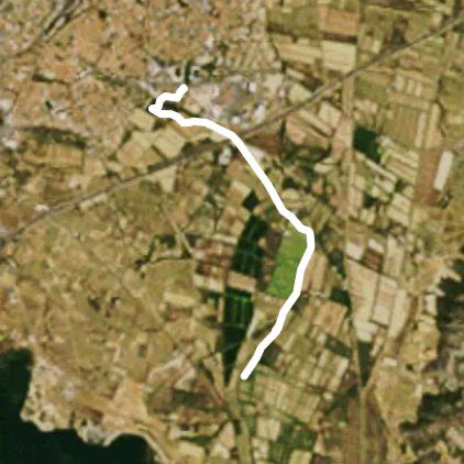 Along the canal to Mandirac walking route map in Narbonne