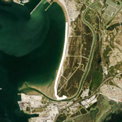 Levante Beach - Puerto Real walking route map in Puerto Real