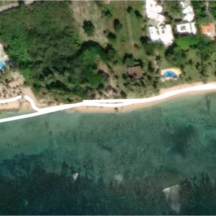 Cabamar Beach, Juan Dolio walking route map in Municipio Consuelo