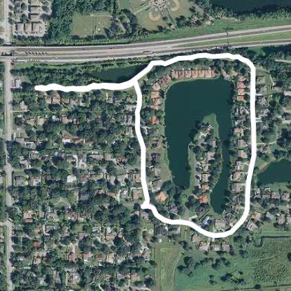 Canyon Lake walking route map in Lakeland