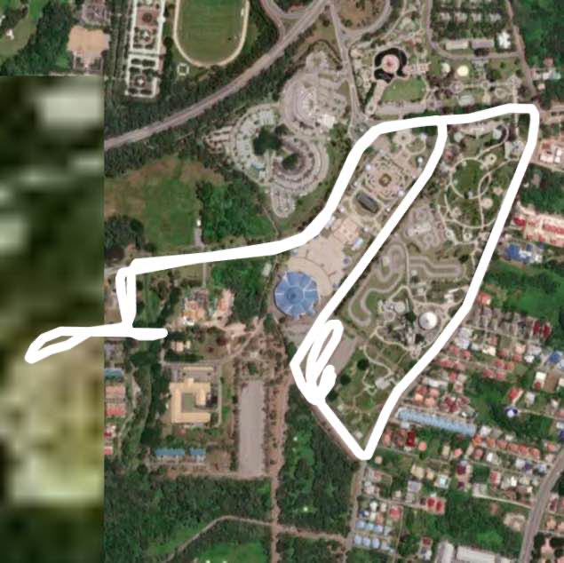 Jerudong Park walking route map in Jerudong