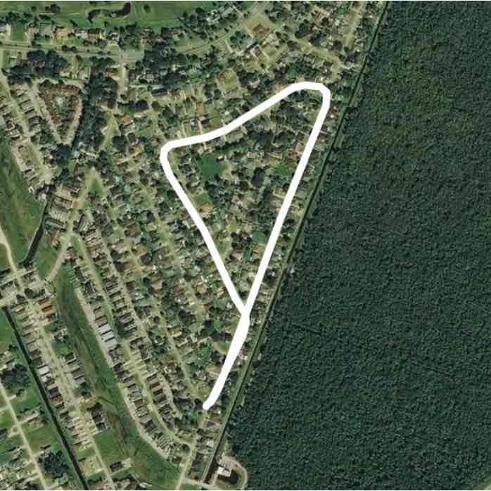 1 mile dunleith walking route map in Saint Rose