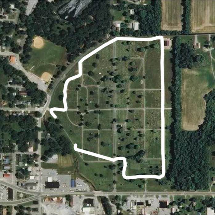 Cemetery walking route map in Fairfield