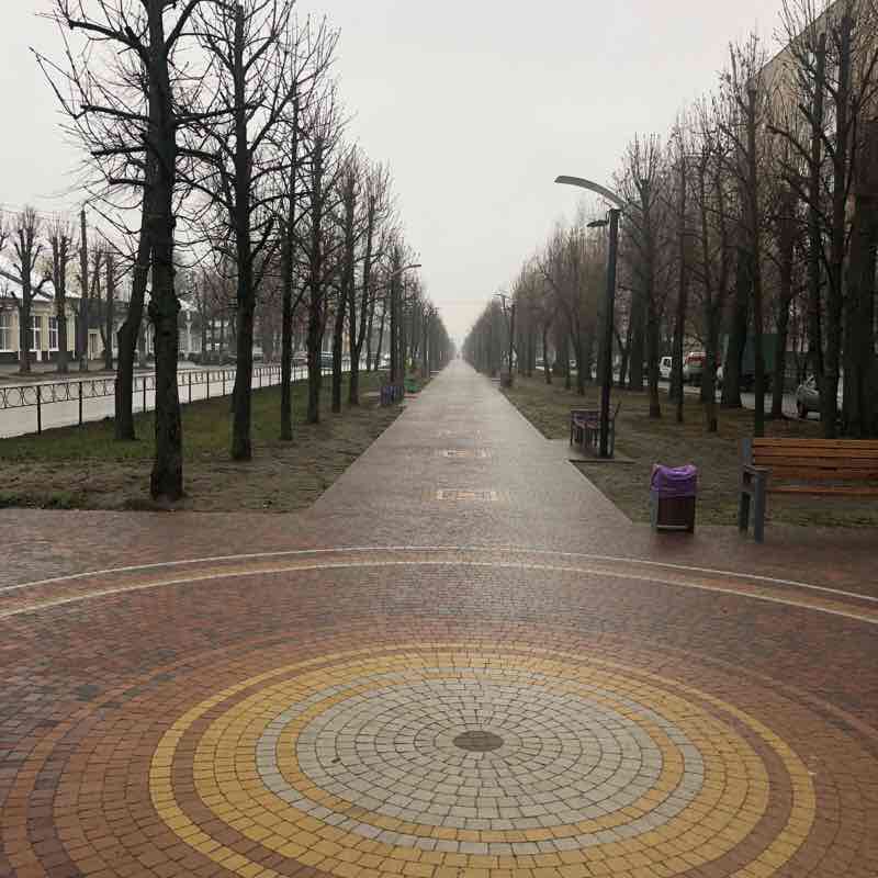 Square on the street. Hrushevsky walking route map in Bila Tserkva