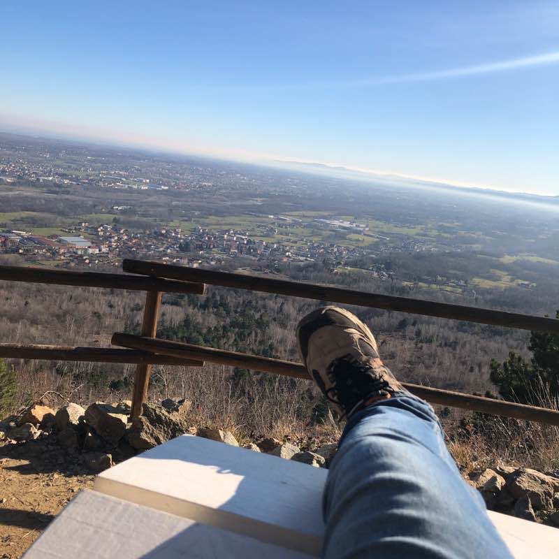 Giant bench walking route map in Cafasse