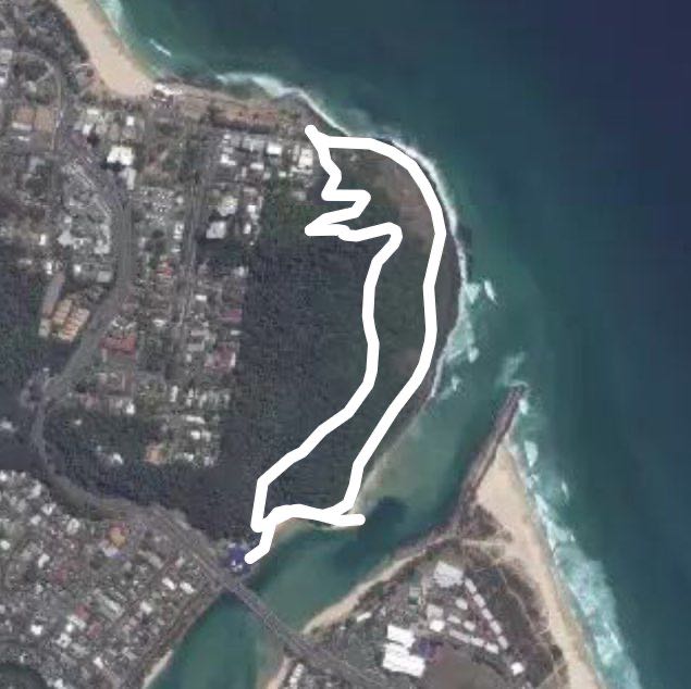 Burleigh hill run/walk walking route map in Burleigh Heads