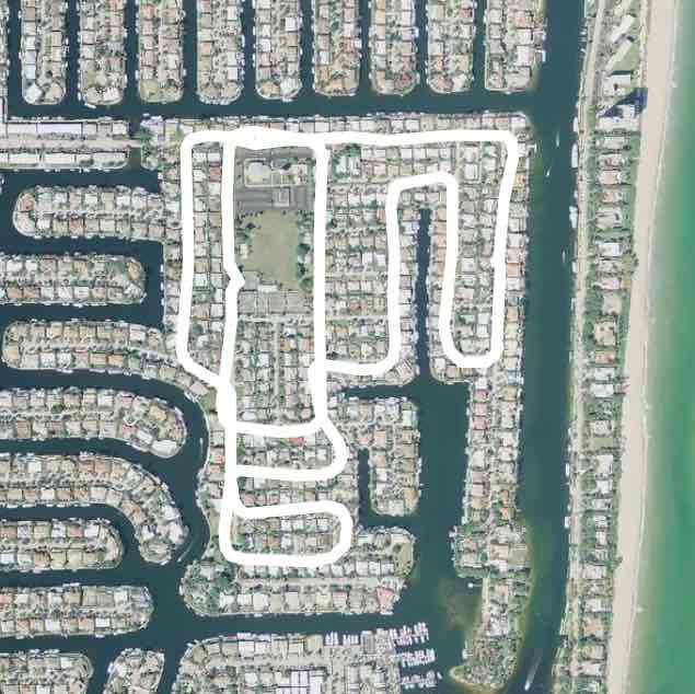 Hood 5K walking route map in Pompano Beach