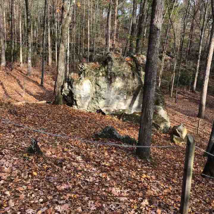 Peachtree Rock hike walking route map in Gaston