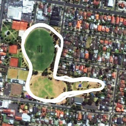 Park walking route map in Bentleigh