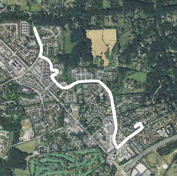 Greentree walking route map in Pikesville