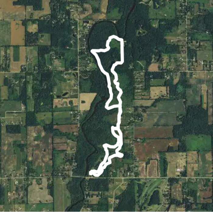 McNara to Riverbend walking route map in Mason