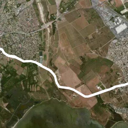 Greenway between LATTES and PEROLS walking route map in Lattes