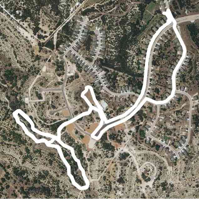 Sam & Simba 4 mile route walking route map in Spicewood