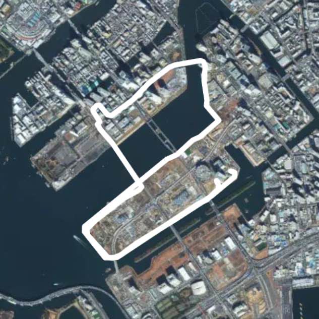 Tokyo Bay Shore walking route map in Koto City