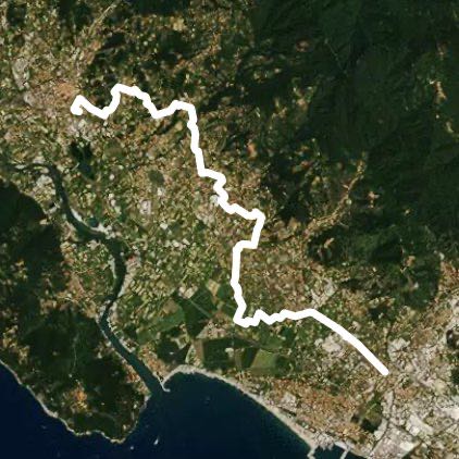 Sarzana - Avenza walking route map in Sarzana