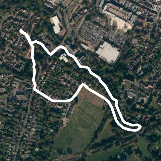 River walk walking route map in Horsham
