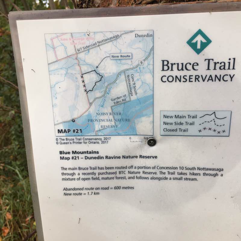 Dunedin nature preserve walking route map in Creemore