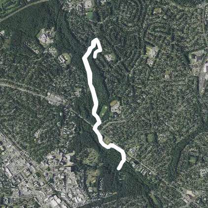 Shorter Rock Creek path walking route map in Aspen Hill