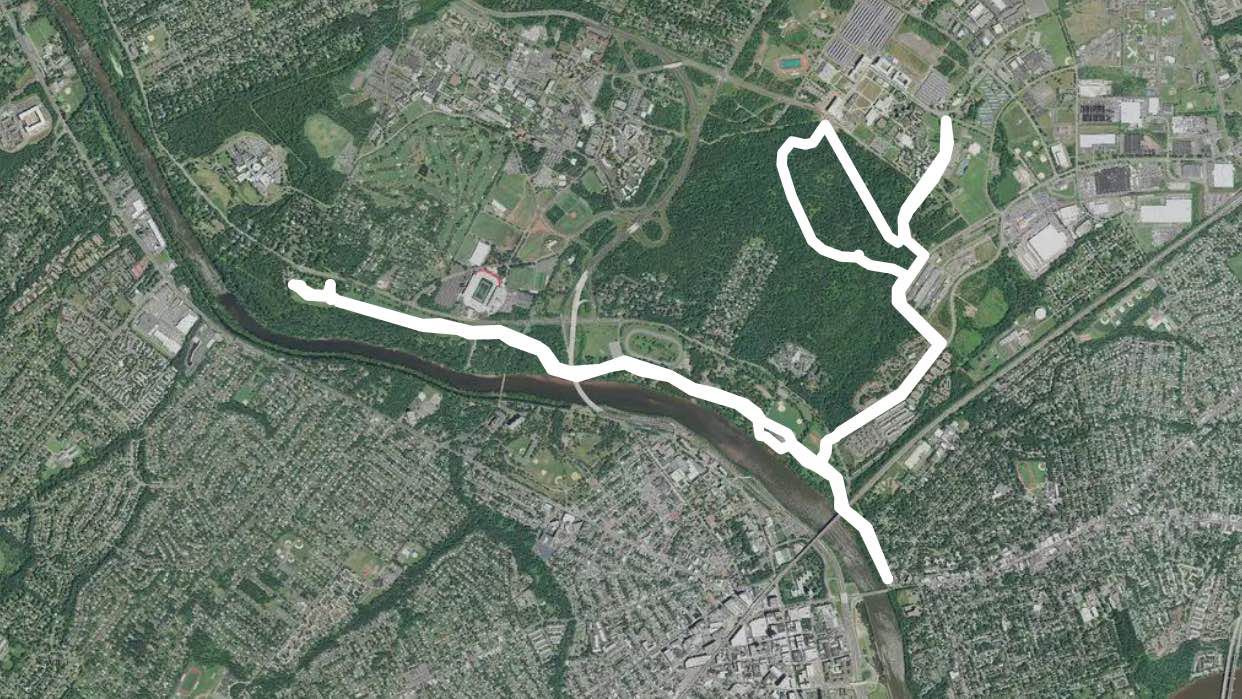Johnson Park walking route map in Piscataway, New Jersey, USA