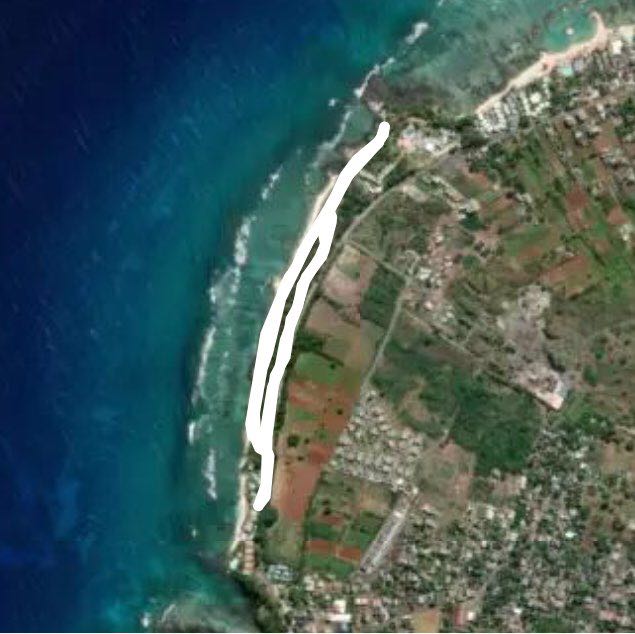 Mauritius walking route map in Pointe aux Biches