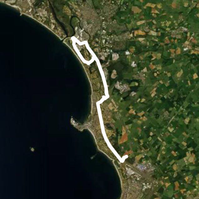 Prestwick to irvine walking route map in Monkton