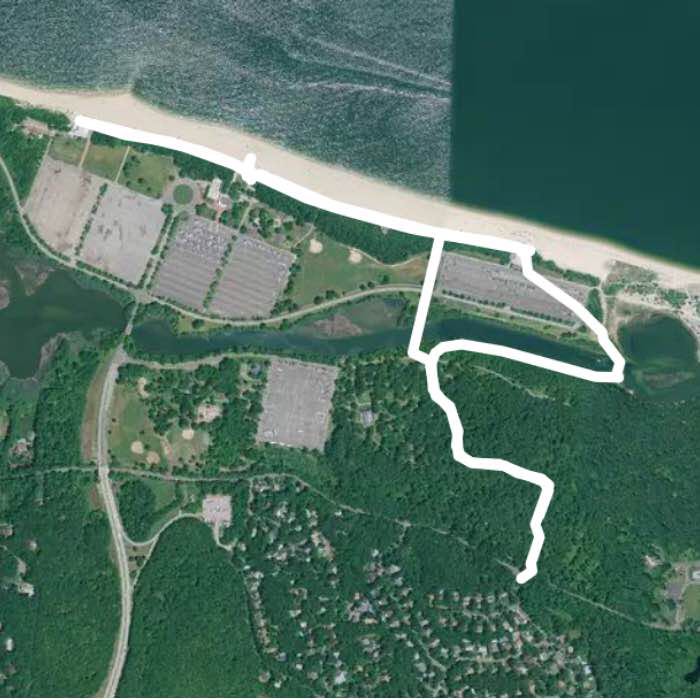 Sunken Meadow Park, LI, NY walking route map in Saint James