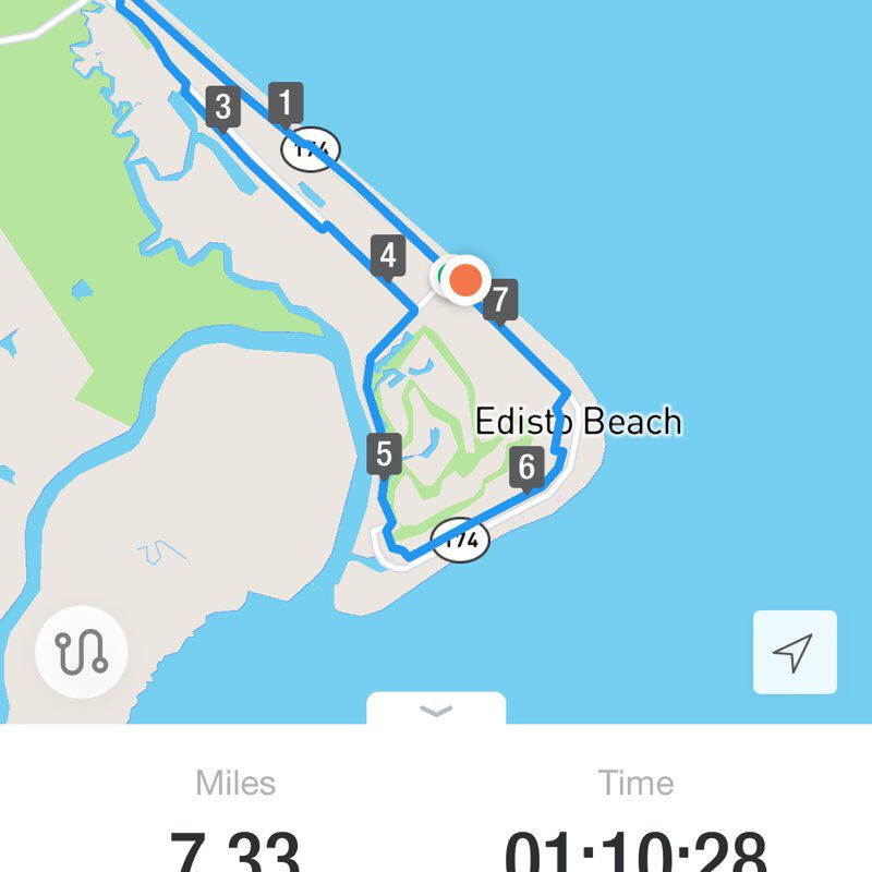 Biking (or walking) around Edisto Island walking route map in Edisto Beach