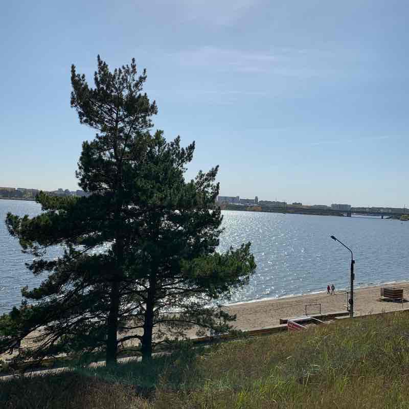 Sosnovka beach, Berdsk city walking route map in Berdsk