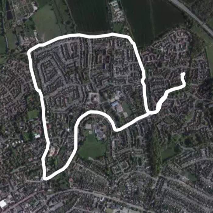 Wokingham walk walking route map in Binfield