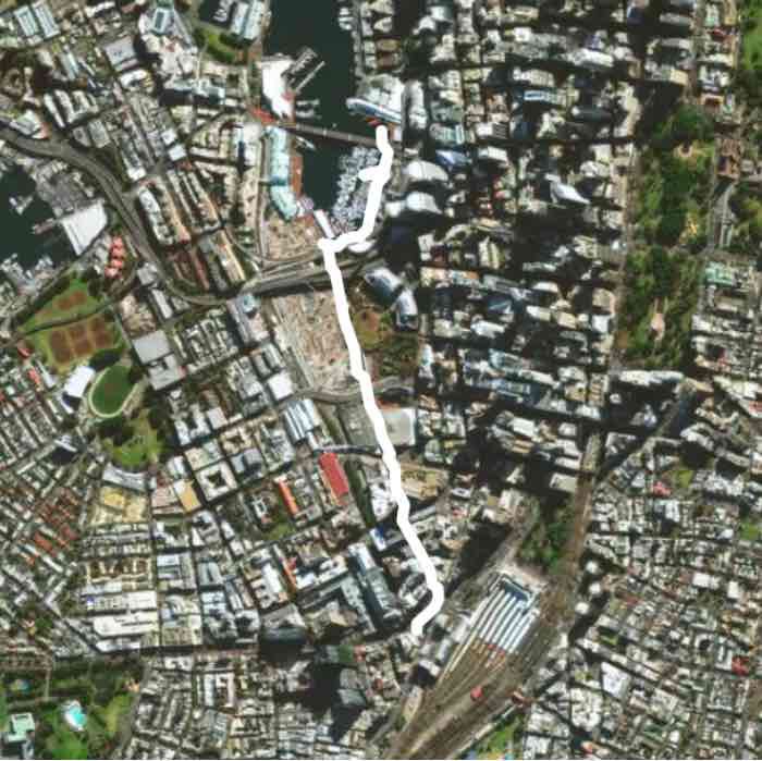 Darling Harbour walking route map in Sydney