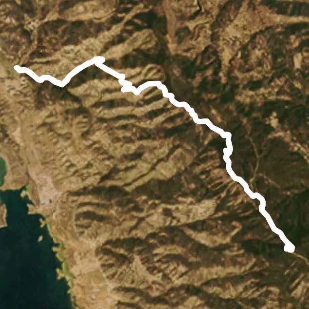Berryessa Peak Trail walking route map in Capay