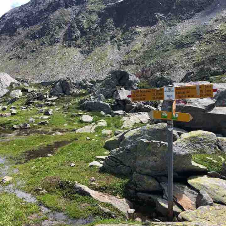 Over the Nufenenpass walking route map in Bedretto