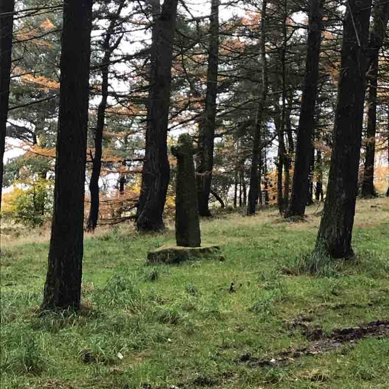 The old cross & companion stone. In the Peaks. walking route map in Barlow