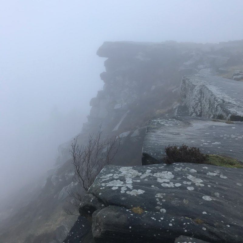 Curbar Edge walking route map in Curbar