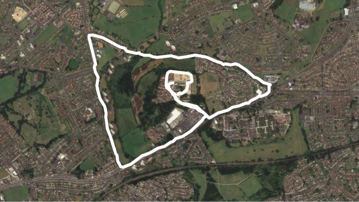 Killingbeck fields walking route map in Leeds, England