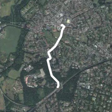 Bentley Place to Weybridge Station walking route map in Weybridge