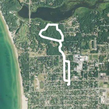 James St. To Cartier Park walking route map in Ludington