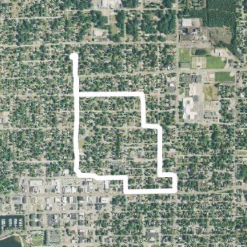 Ludington residential area East of James St. walking route map in Ludington